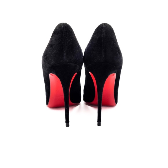 Christian Louboutin Crystal Heart Studded Black Suede Pumps Heels EU 37.5 - Picture 6 of 9